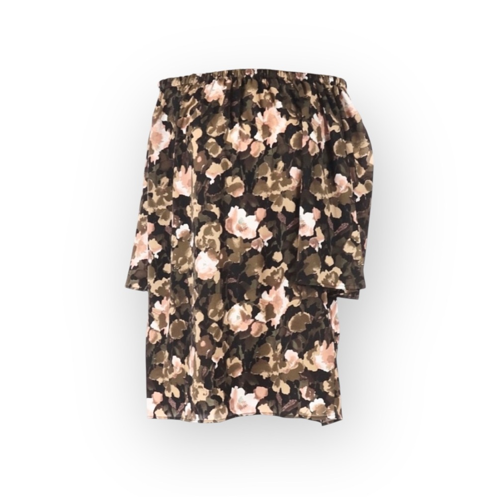 new French Connection 𑁍 Dream Floral Print Off Shoulder Mini Dress 𑁍 Olive 𑁍 XS - Picture 5 of 16